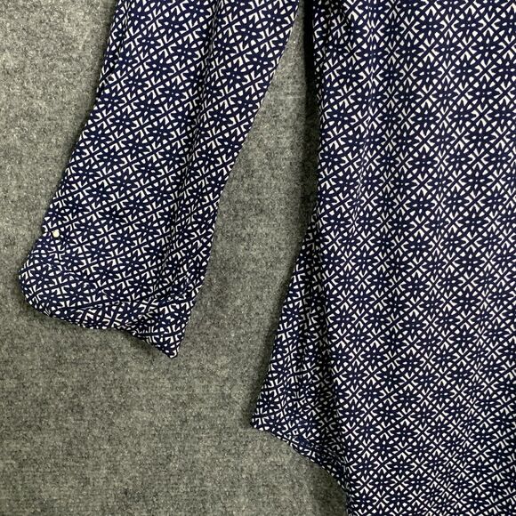 db established 1962 Women M 1/2 Button Blouse Pullover Tab Roll Sleeve Peplum - Picture 12 of 13